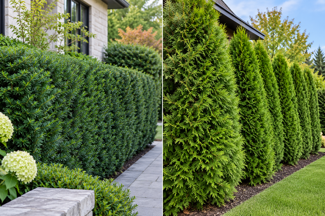 Yew vs Emerald Cedar privacy hedge comparison