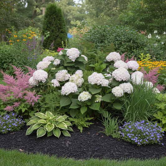 Hydrangea macrophylla 'Blushing Bride'